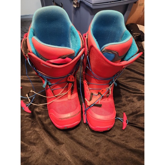 Burton Ambush Snowboard Boots Mens 13 Red Blue Speed Zone Lacing